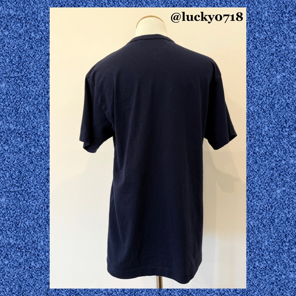 Comme des Garcons Play Men’s Navy Tee w White Love Heart Outline w Eyes Sz L - Picture 4 of 6